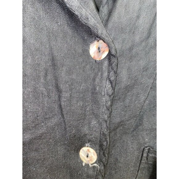 Bryn Walker Jacket Black Button Up Pockets Linen Langenlook Medium - Picture 3 of 8